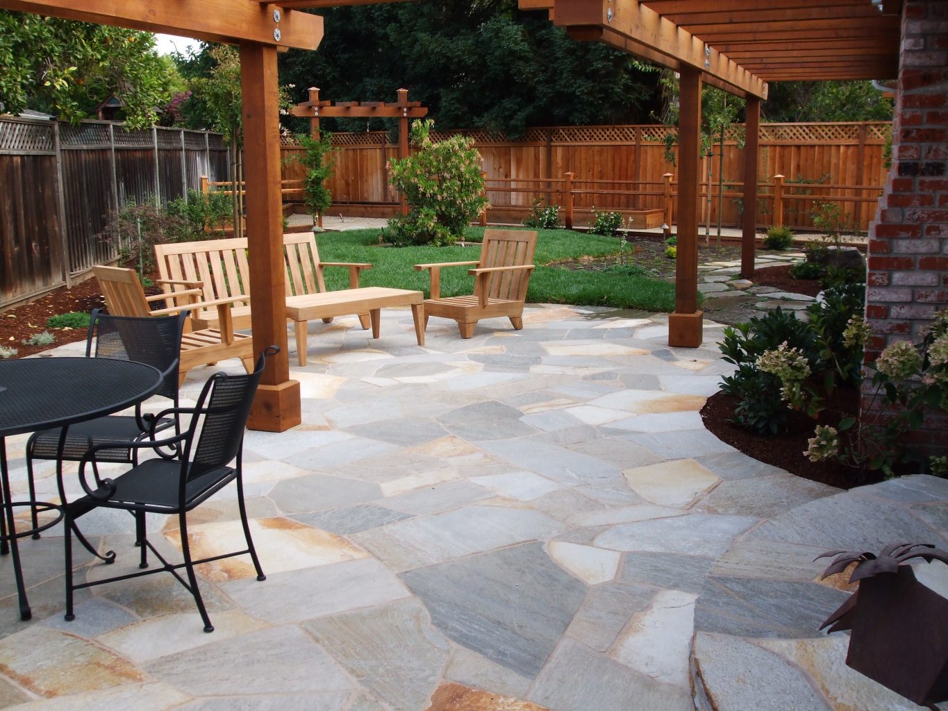 multi colored flagstone patio